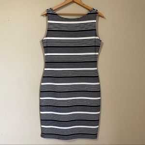 Body Con Dress Jodi Kristopher Black White Stripes Sexy Hot Women’s Large LG